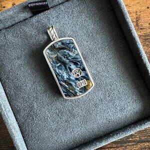 David Yurman Pietersite Dog Tag Pendant - RARE